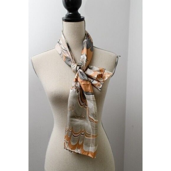 BAAR & BEARDS peach marbled Print Abstract Scarf Japan Hand Rolled - Picture 1 of 4